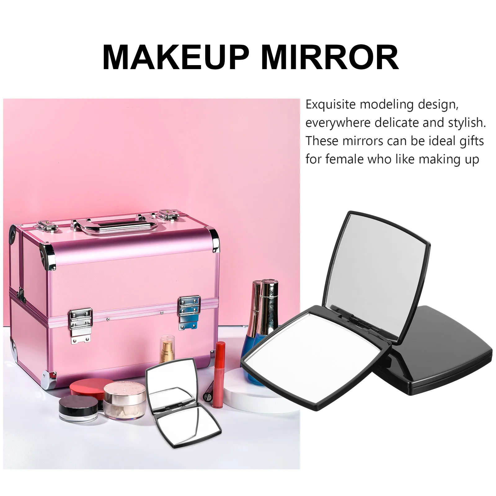 

3pcs Portable Foldable Double Sided Makeup For Travel Business Compact Folding Women Handheld Vanity Mirror Small