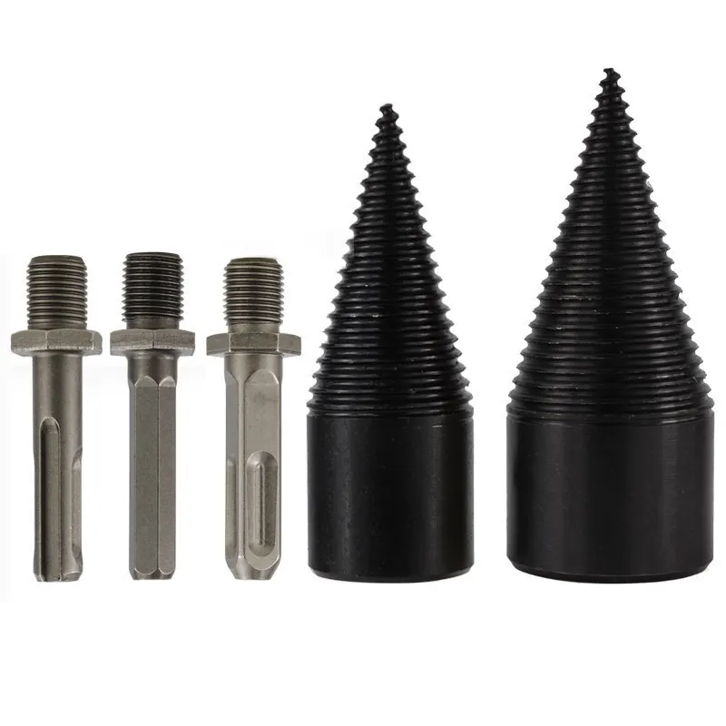 Foret séparateur de bois de chauffage 32/42mm tige ronde/hexagonale/triangulaire cône en bois alésoir poinçon conducteur foret fendu outils de perçage