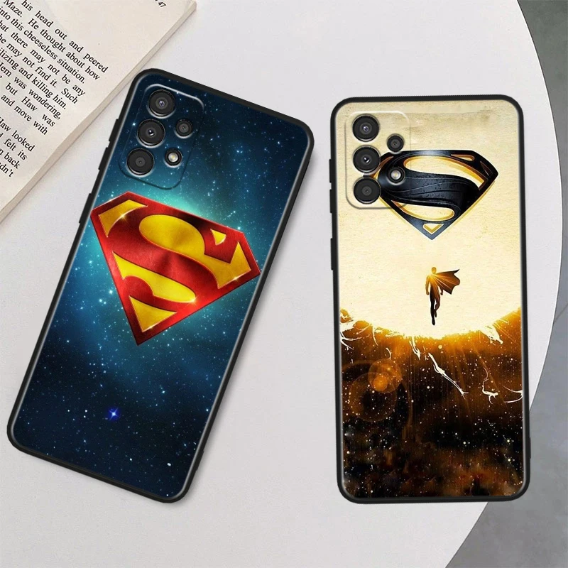 Cute Batman Superman For Samsung A73 A72 A54 A53 A52S A34 A33 A32 A24 A23 A22 A14 A13 A03S A02S Black Soft Phone Case