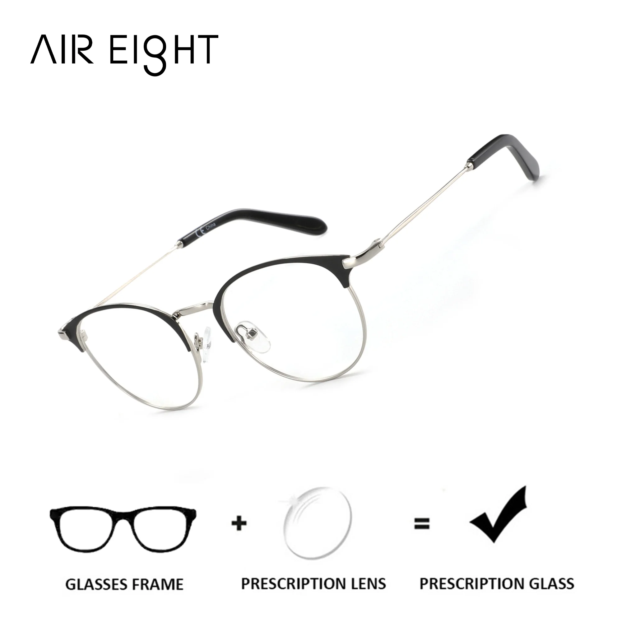 

AIR EIGHT Модные круглые металлические очки по рецепту для женщин, фотохромные линзы, оптические очки с защитой от синего света, очки для коррекции близорукости