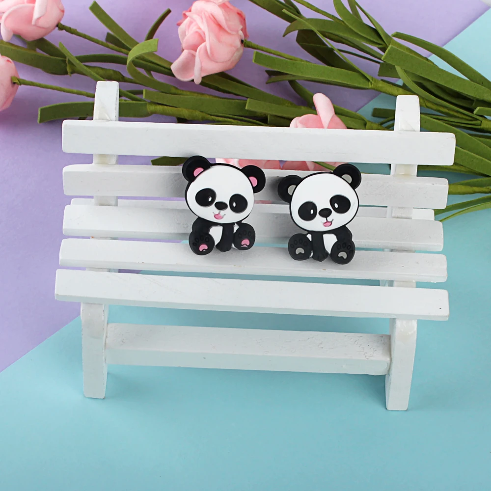 5/10Pcs Cartoon Animals Panda Style Silicone Beads DIY Jewelry Making Necklace Bracelets Accessories For Make Keyring And Pen