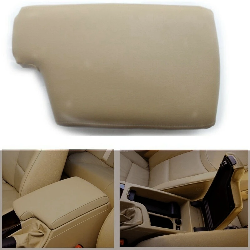 Leather Armrest Center Box Console Lid Cover Fit For-BMW 3 Series E90 E91 E92 E93 2005-2013 Beige