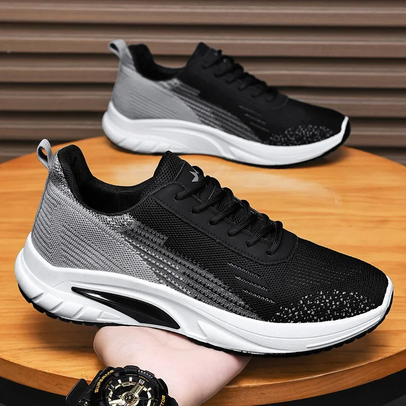 

Men's Shoes Autumn Collection of High-quality Casual Sports Shoes Breathable Mesh Color-blocking Straps Running Flying Woven