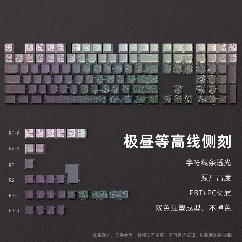 

Polar Day Contour Version 4.0 Keycap Side Engraved Characters Line Crack Luminous Small Full Set - Original Height 130 Keys