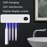 Toothbrush Holder Rechargeable Fast Drying Toothbrush Sterilizer 1200mAh LED Display Wall-mounted Automatic Toothbrush Holders