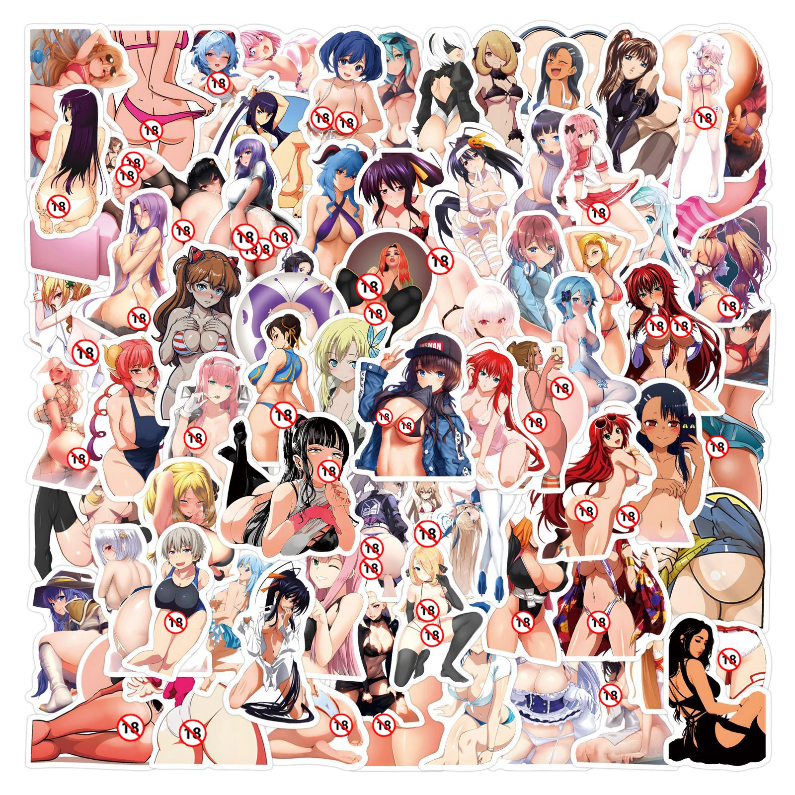 10/30/50/110PCS Sexy Hentai Waifu Cartoon Stickers Adult Anime Decals Car Motorcycle Luggage Laptop Waterproof Kawaii Sticker