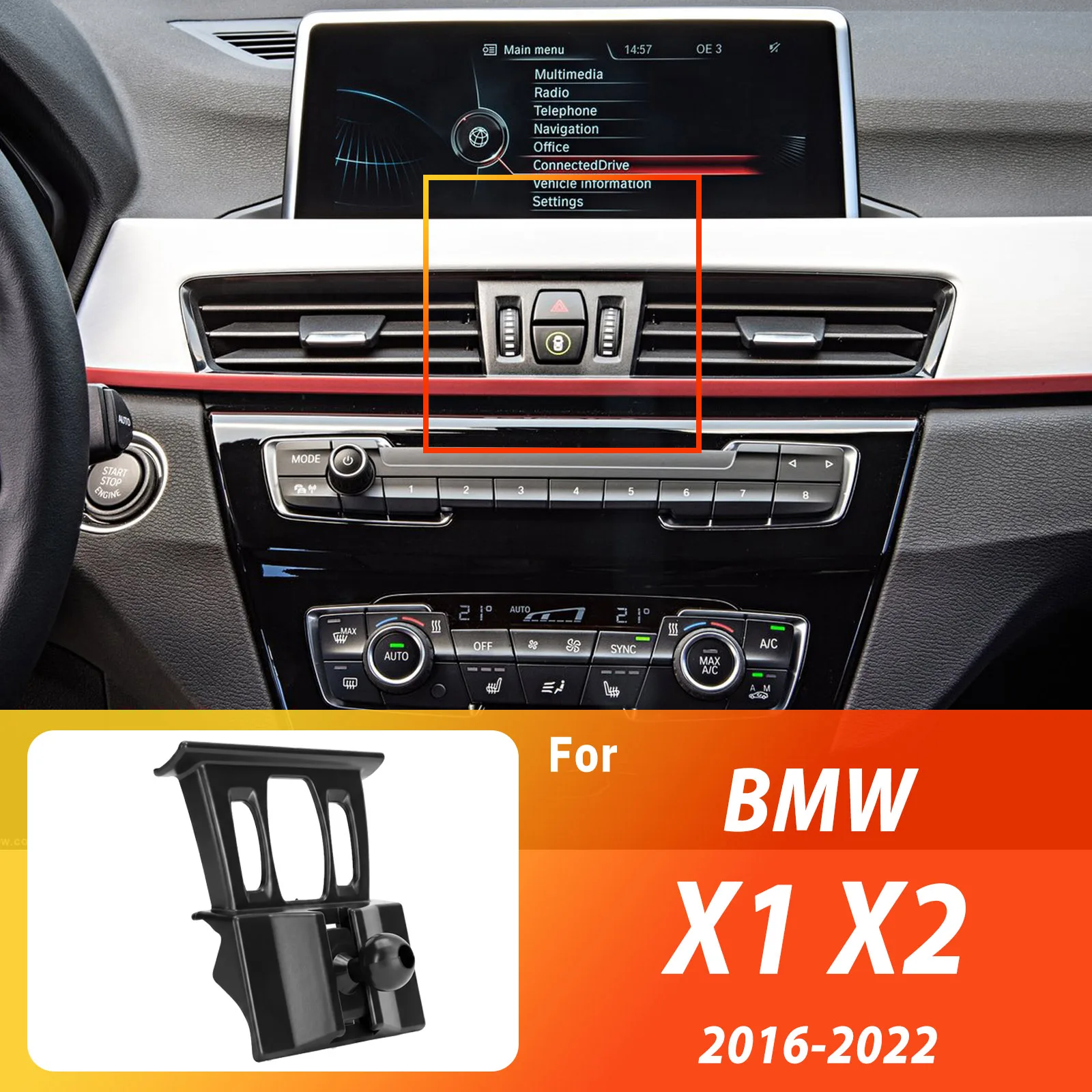 Designed for BMW X1 F48 2016 2017-2022 X2 F39 Phone Holder Car Magnetic Mount Smart Sensing Wireless Charging One-Touch Release