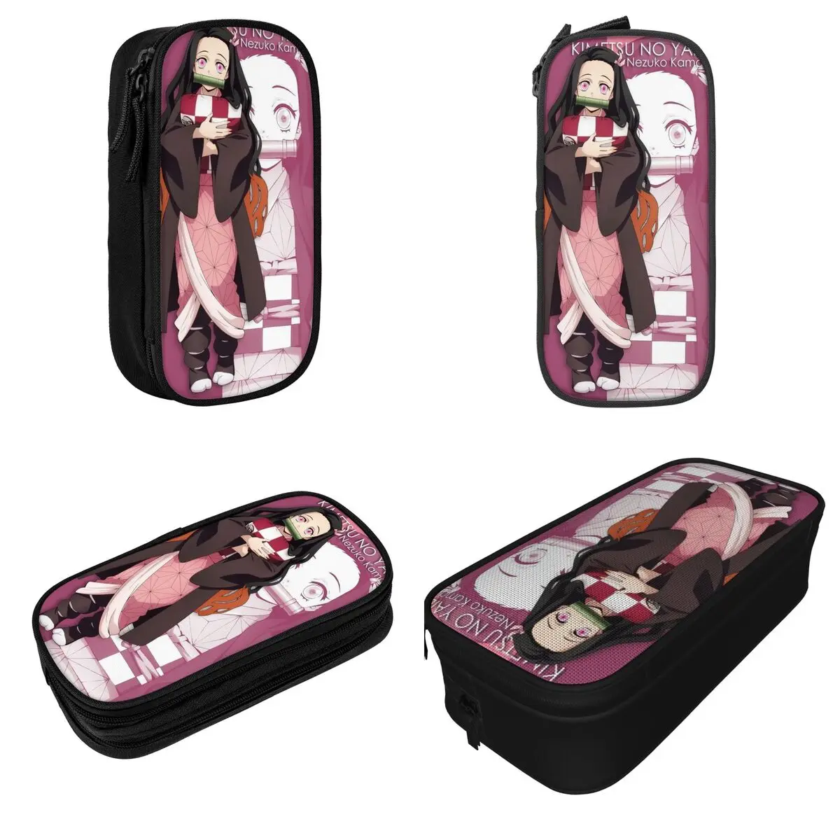 Imagem -02 - Kamado Nezuko Demônio Slayer Lápis Case Anime Lápis Bolsa Caneta Titular para Estudante Grandes Bolsas de Armazenamento Material Escolar Papelaria