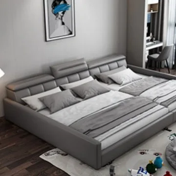 Bedroom double bed tatami bed, simple modern parent-child bed, spliced child-mother , extra large  white adult