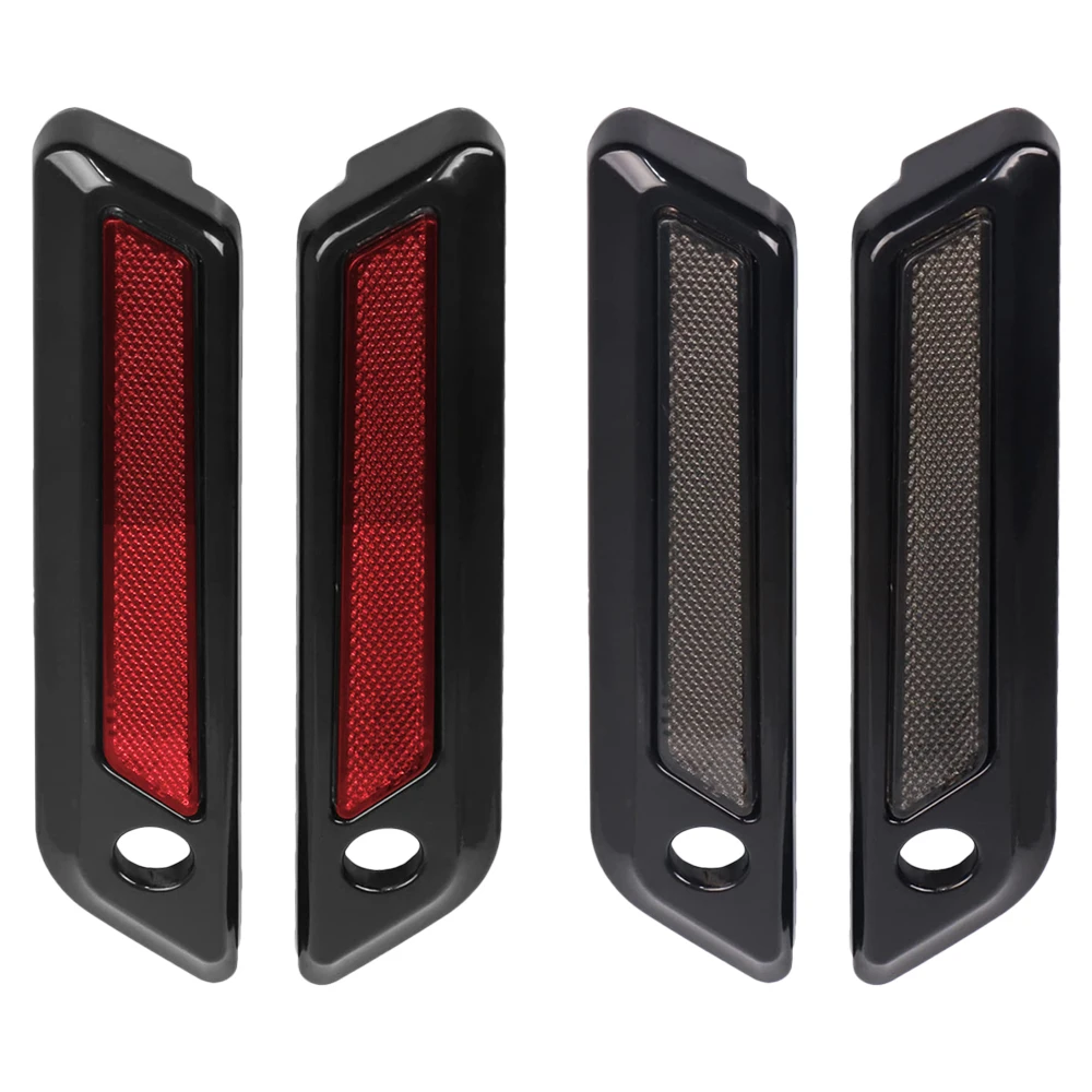 1 Pair Saddlebag Latch Guard Cover with Smoke/Red Reflectors For Harley Touring Road King Street Glide 2014-2023