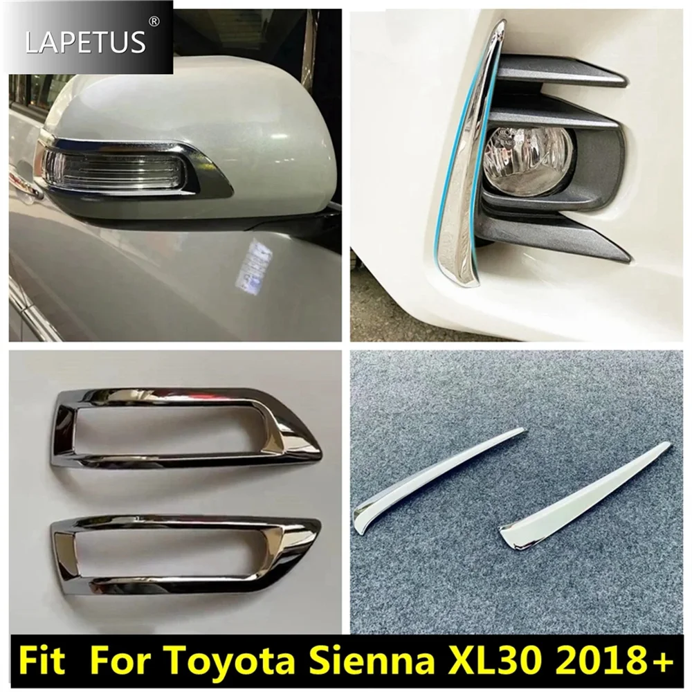 

ABS Front Fog Lights Lamps Eyebrow / Rearview Mirror Stripes Cover Trim For Toyota Sienna XL30 2018 2019 2020 Chrome Accessories