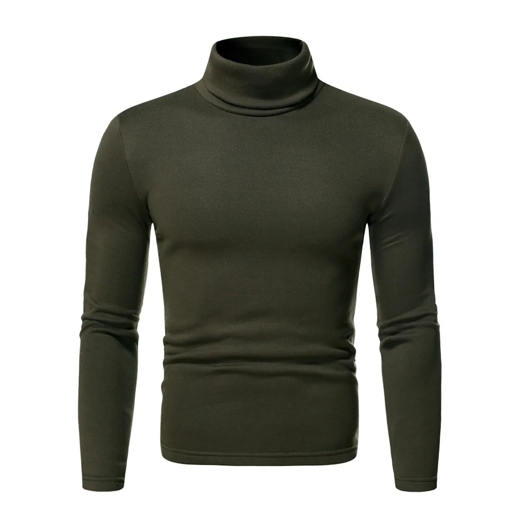 Otoño Invierno moda Sudadera con capucha para hombres Color sólido con jersey de lana Camiseta de cuello alto hombres camisa Base decorativa Sudadera con capucha de lana