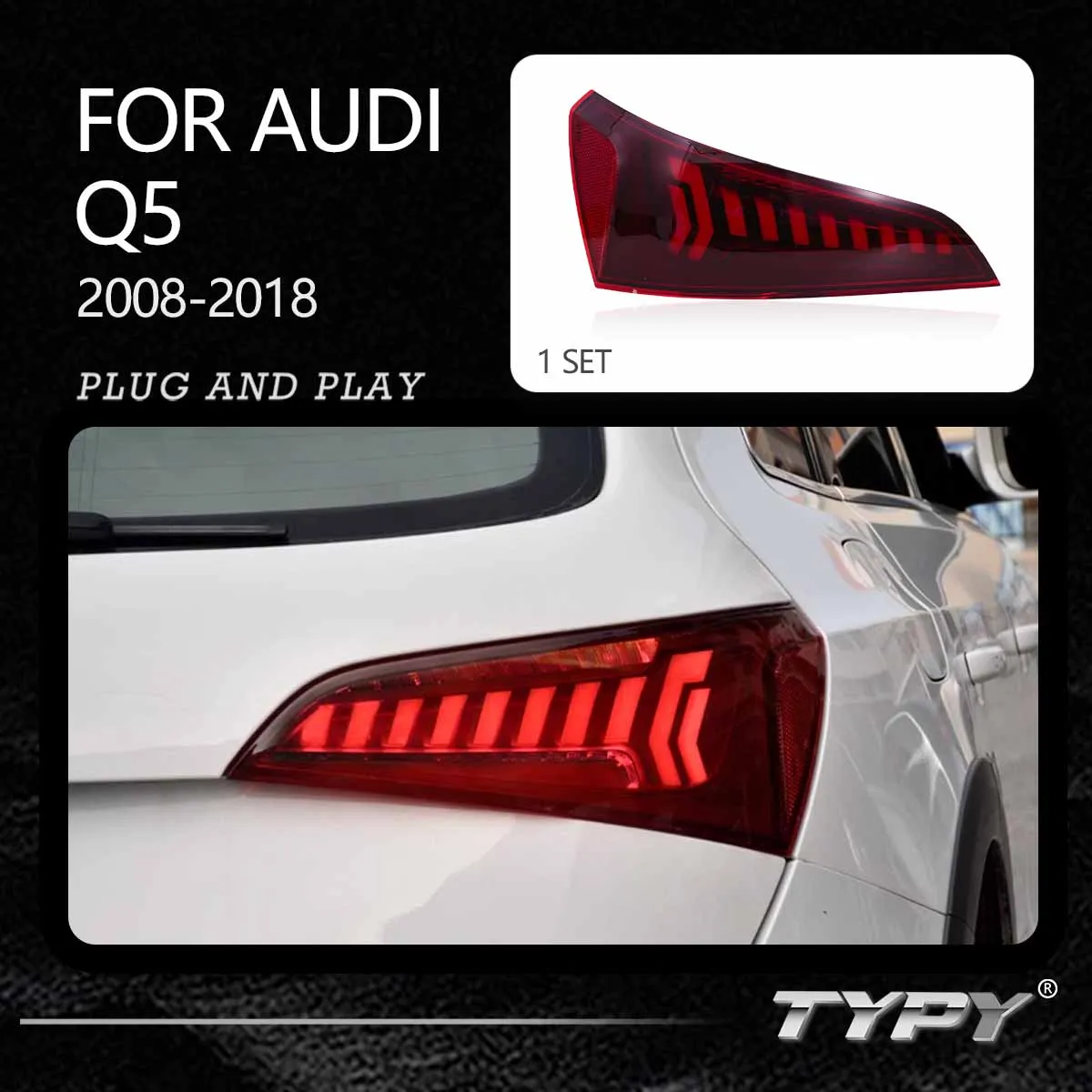 

TYPY Car Tail Lights For Audi Q5 2008-2018 LED Car Tail Lamps Daytime Running Lights Dynamic Turn Signals Car Accessories