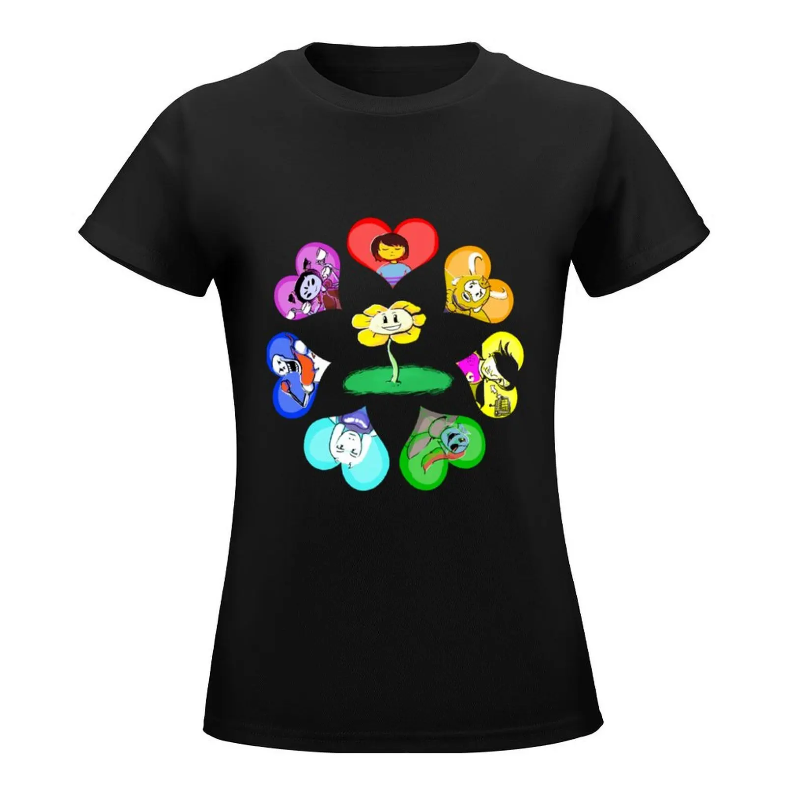 Undertale - Hearts with Characters T-Shirt cute tops tops graphics female t shirts for Women loose fit