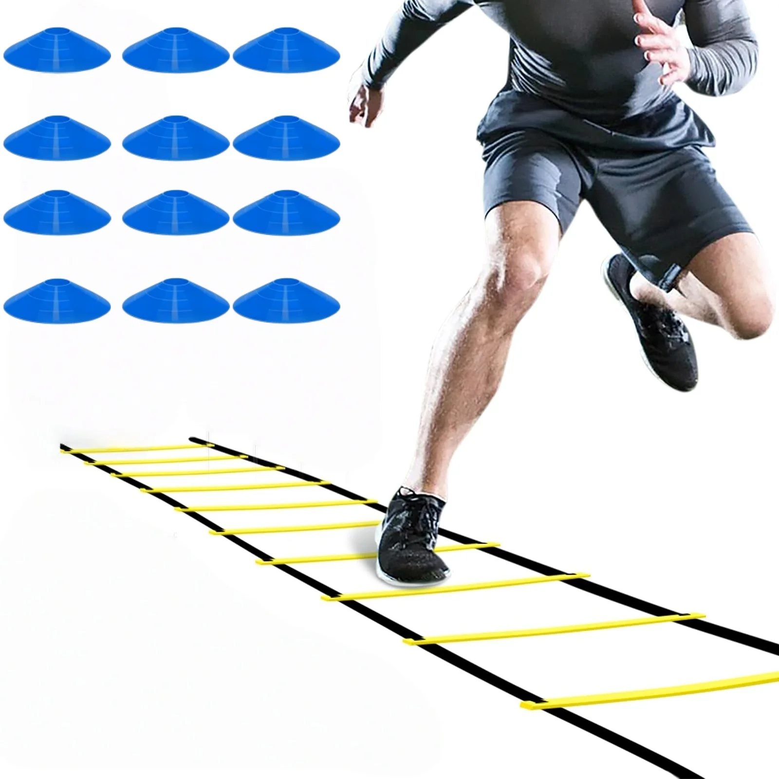 

12p football training plate 6M Agility Ladder Removable For Speed Training Sport Flexibility Portable Agility Football Training