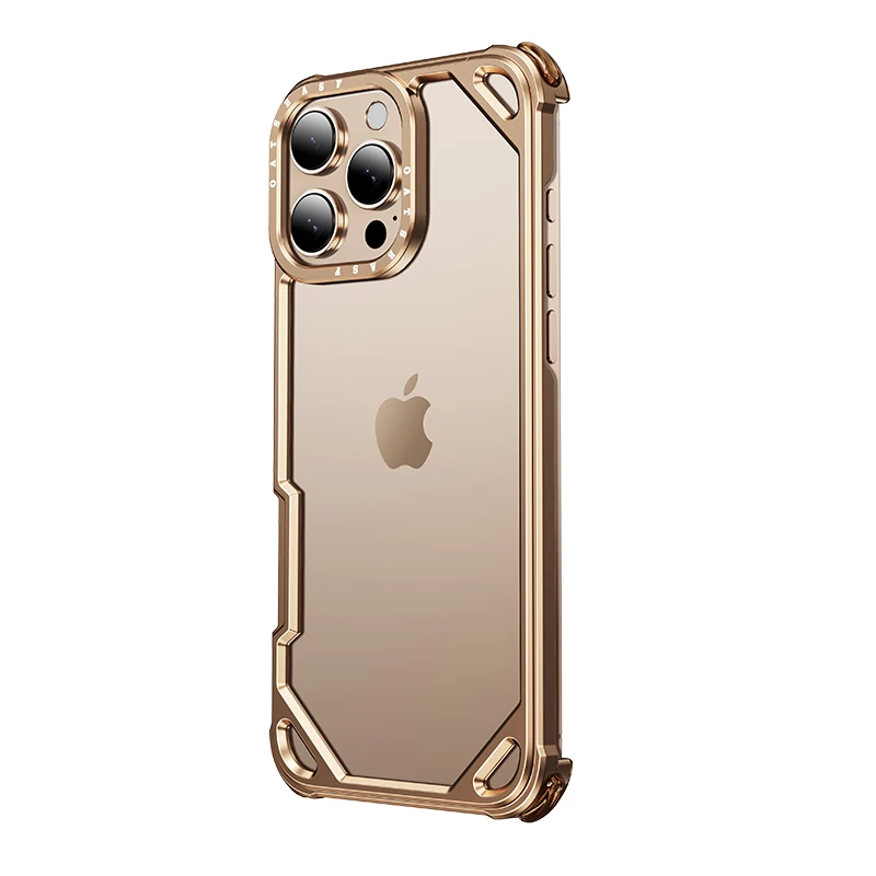 

Aviation Aluminum Metal Frame Phone Case For iPhone 16 15 Pro Max Alloy Frameless Bumper Shell Heat Dissipation Protective Cover