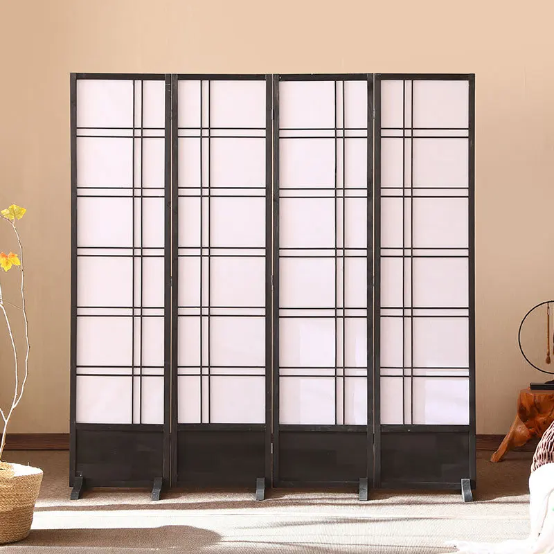 Screen manufacturers wholesale Japanese-style pine dyeing frame simple grid cover home porch folding screen partition