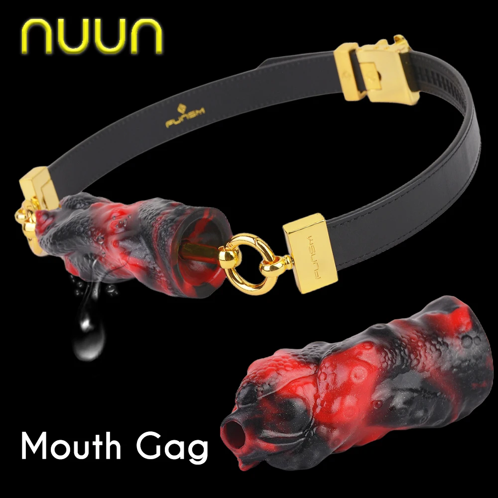 NUUN Tentacle Mouth Plug No Peculiar Smell Silicone Drooling Mouth Flail Plug Fancy Cowskin Belt Exquisite Accessories for BDSM