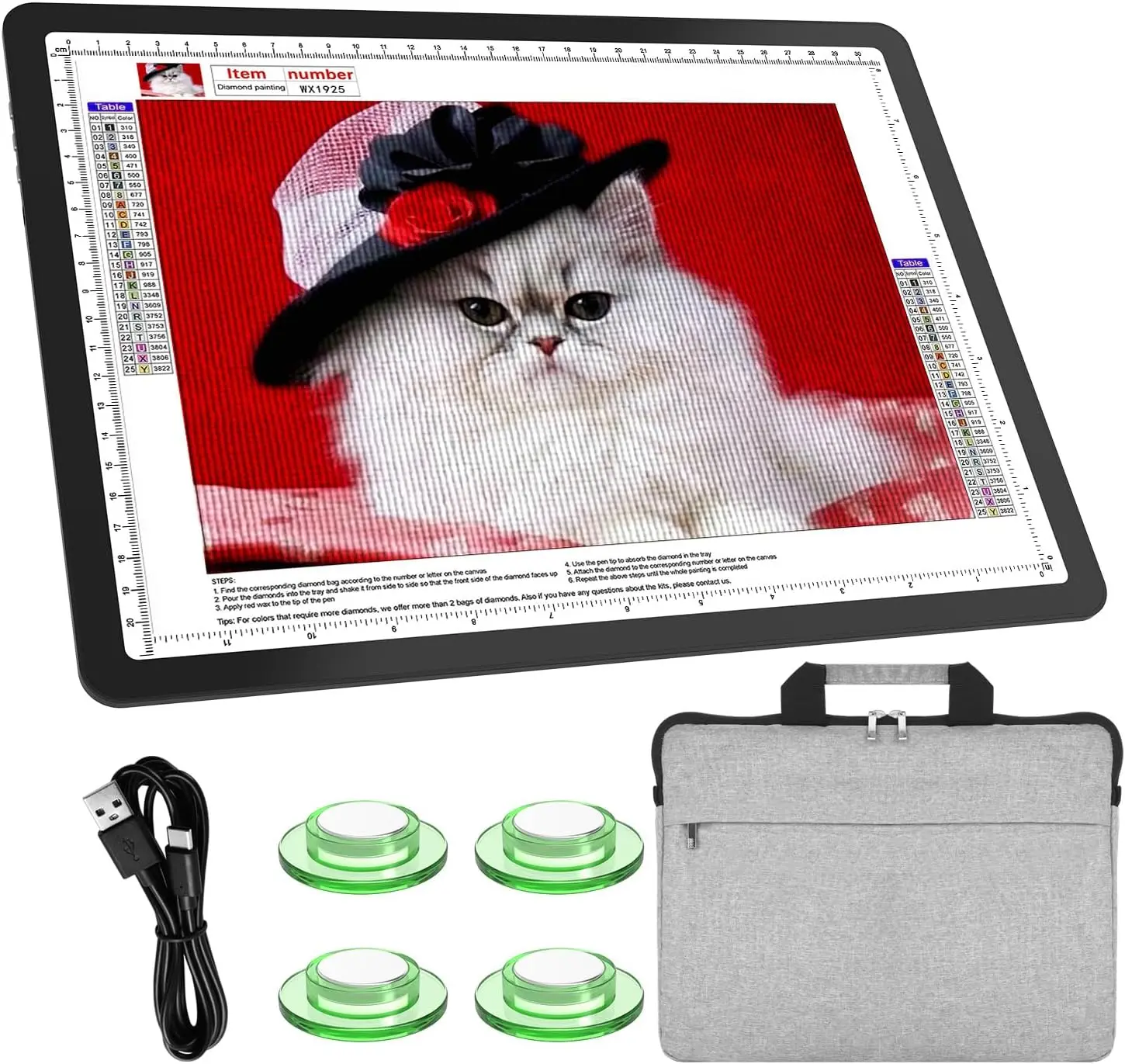 

Светодиодная доска для алмазной мозаики формата А4 с сумкой для переноски, высокояркий LED-планшет, 6 уровней яркости и 3 цвета для трафаретирования и рисования