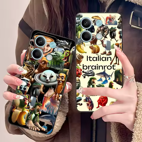 Italian Brainrot Animals Phone Case for Xiaomi POCO M6 M5 M4 M3 X7 X6 X5 X4 X3 F6 F5 F4 Pro GT 5G Black Cover Luxury Cellphones