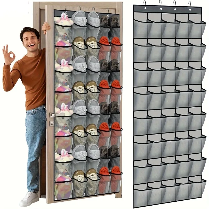Over The Door Shoe Rack with 24 Large Mesh Pockets Hanging Shoe Organizer for Closet Hanging Shoe Rack Holder Hanger