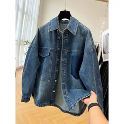 Casual Denim Shirt Coat Women's Spring Autumn 2025 Jacket New Loose Single-Breasted Jeans Outerwear Female Streetwear Denim Tops