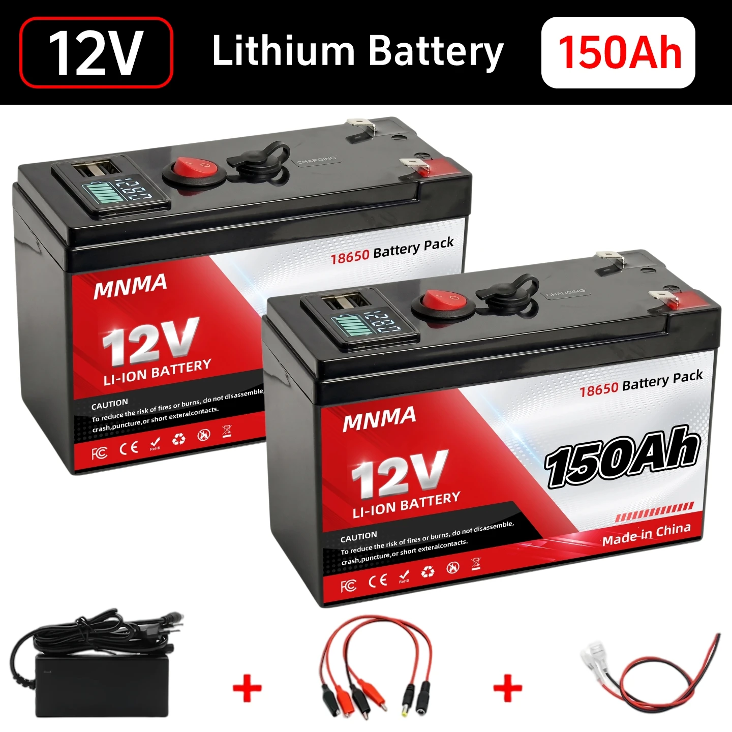 12V 150Ah lithium battery LiFePO4 deep cycle battery, Built-in BMS 8000+cycle battery, for fish detectors, ships, lighting, etc