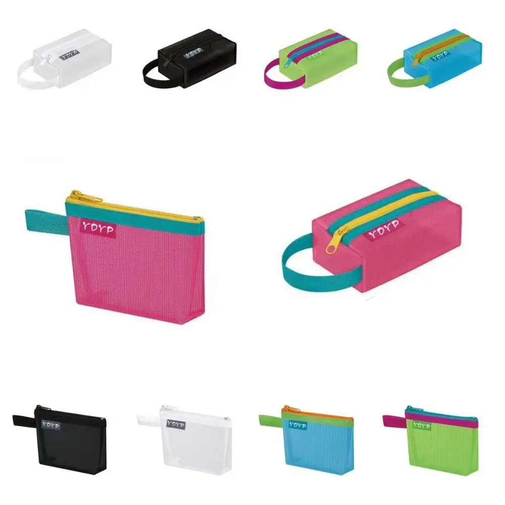 Porta carte di credito ID Borsa portaoggetti in rete Borsa per file trasparente Custodia con cerniera Portamonete piccolo Organizzatore da viaggio Borsa per rossetto