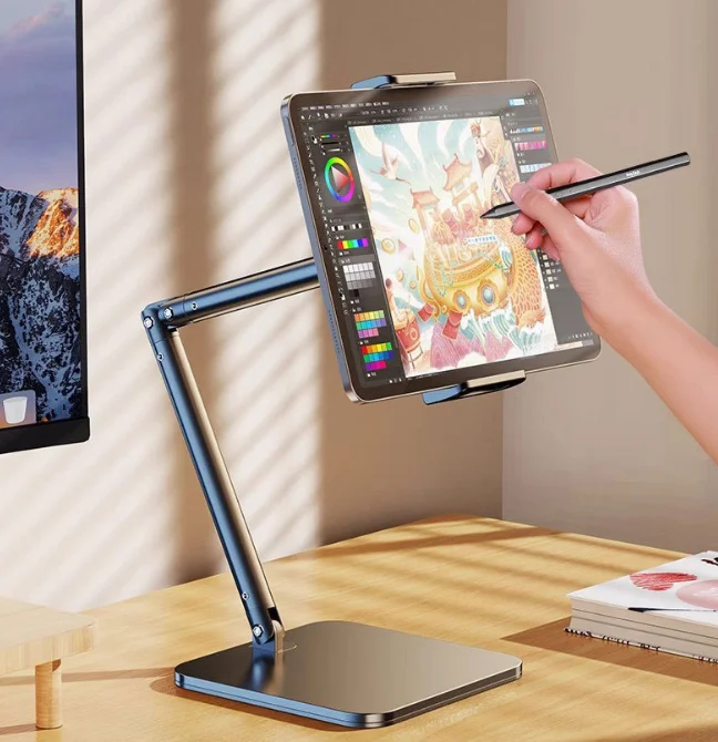 Adjustable Tablet Stand Holder 15 inch Long Metal Flexible Arm for 4.7-13 inch iPad Phone Ergonomic Desktop Holder Multi-Angle