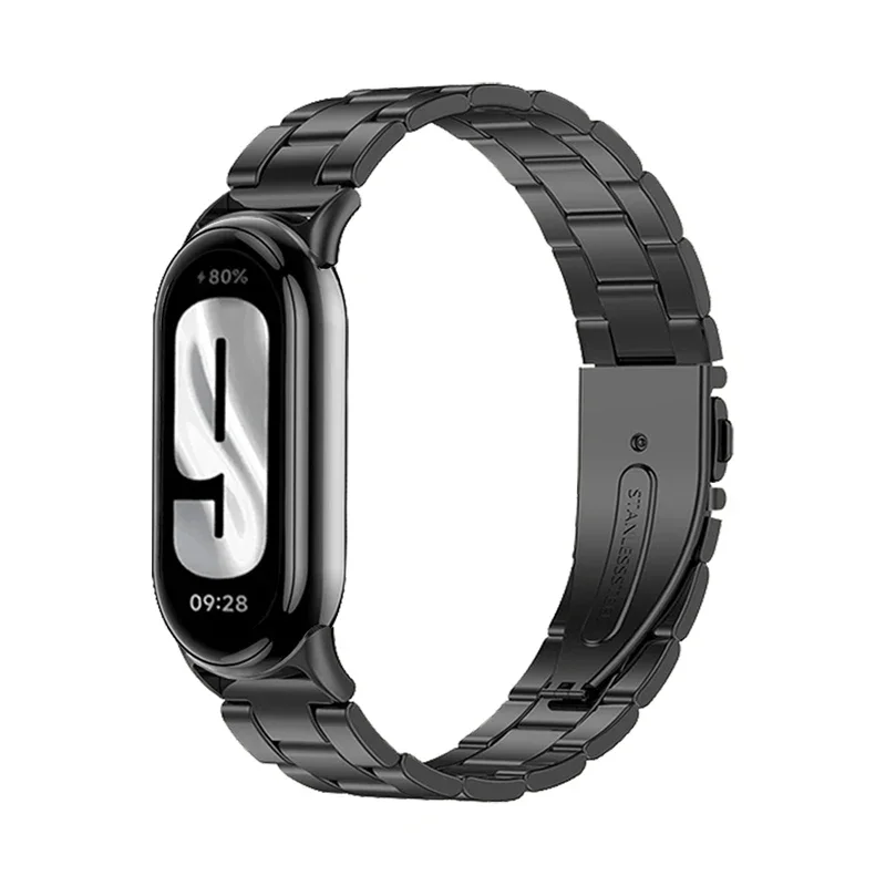 حزام معدني لـ Xiaomi Smart Band 9 سوار ساعة من الفولاذ المقاوم للصدأ لـ mi band 9 أساور Correas reloj لـ xiaomi band 8 معصمه