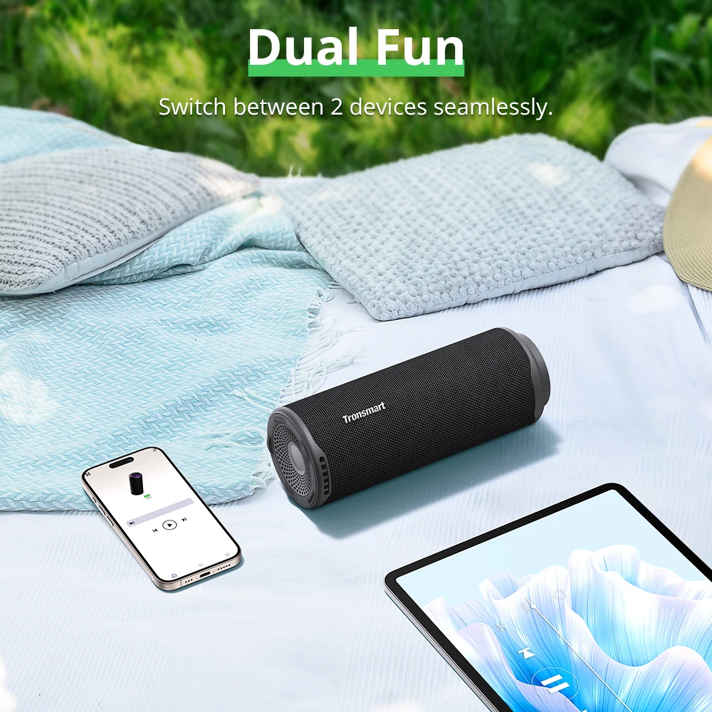 Tronsmart T8 سمّاعات بلوتوث 40 وات مكبر صوت محمول خارجي مع جهير عميق ونبض الصوت ومقاوم للماء IPX7 والتحكم في التطبيق، للتخييم