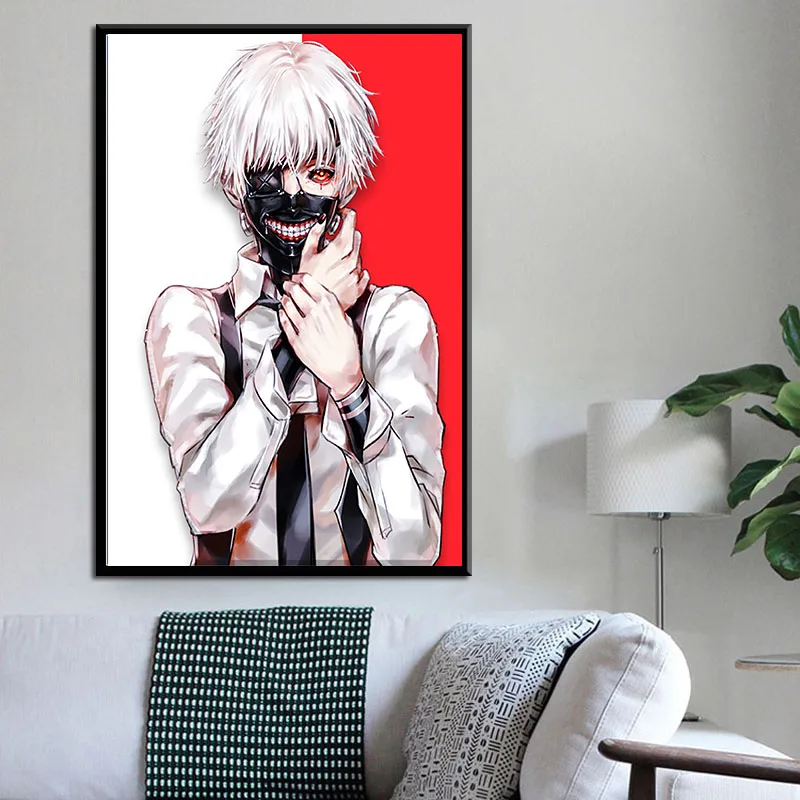 Animation Wall Art Tokyo Ghoul Poster Night Neon Ken Kaneki Split Canvas Painting Decor Picture Bedroom Home Decoration No Frame