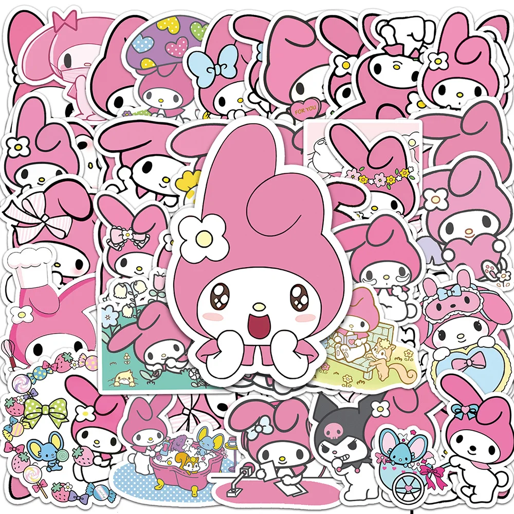 10/30/50pcs Cute My Melody Sanrio Anime Stickers Kawaii Kid Cartoon Sticker Toy Phone Case cancelleria per Laptop decalcomanie impermeabili