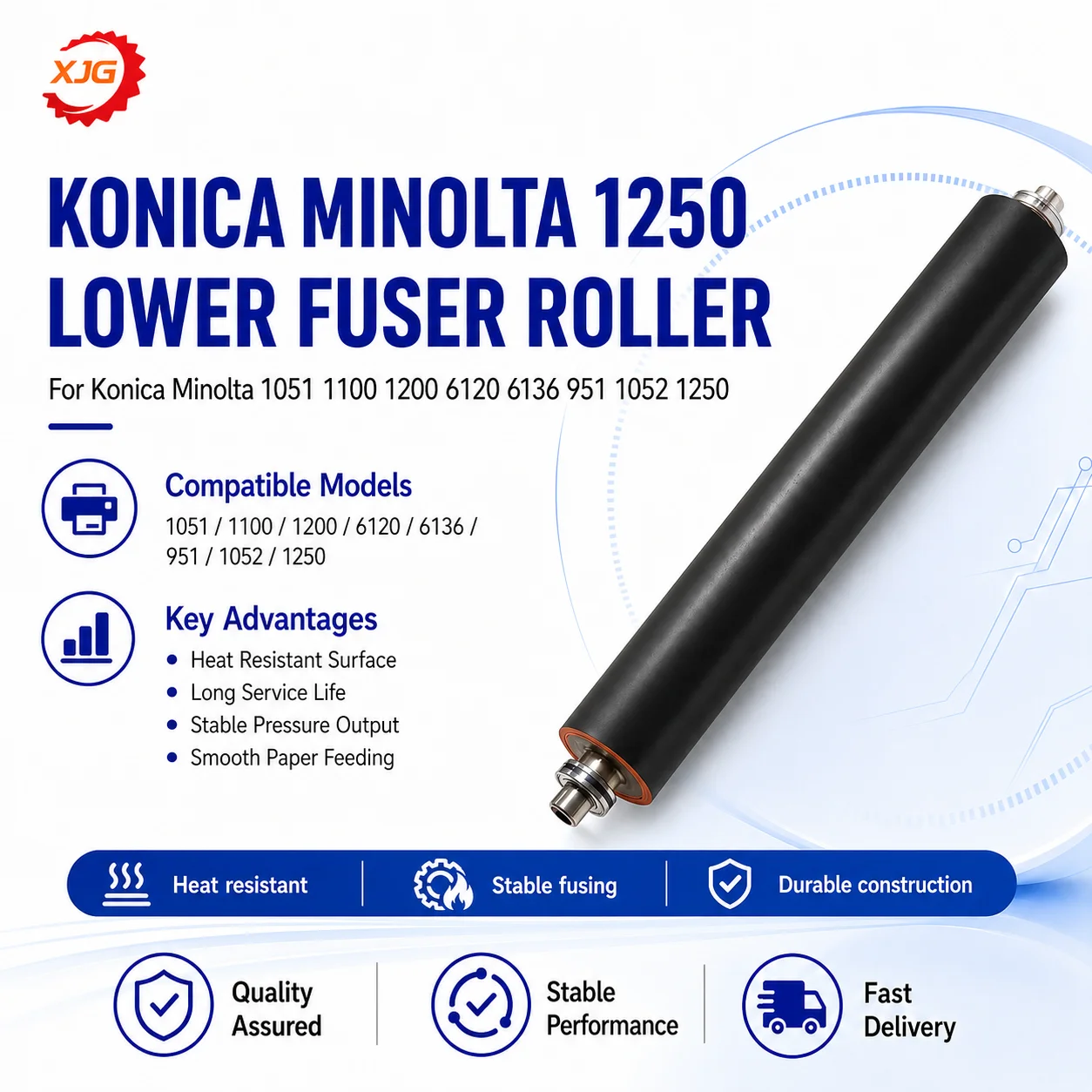 Fuser Lower Roller for Konica minolta Bizhub 1051 1200 1200P 1052 1250 1250P 1050 Pressure Roller  Pressure Roller A4EUR70V00