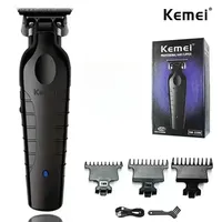 Kemei KM-2299 Barber Cordless Hair Trimmer 0mm Zero Gapped Carving Clipper Detailer Professional Electric Finish Cutting Machine