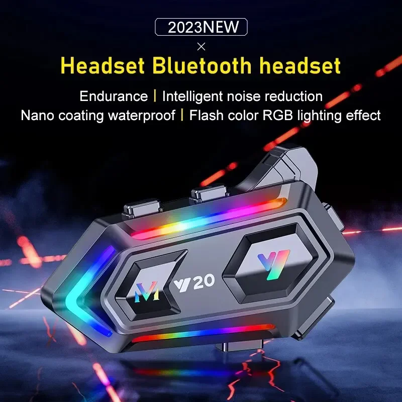 Y20 RGB Motorcycle Bluetooth Helmet Headset V5.3 IPX6 Waterproof 16 Modes Earphone Support All Types of Helmets