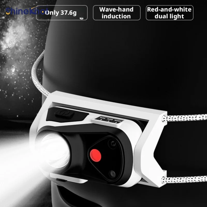 SHINEKNOT Outdoor High Brightness Headlight Rechargeable Head Mounted Lighting Induction Flashlight Night Fishing Searchlight