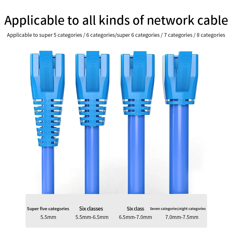 RJ45 غطاء قبعات موصل Cat5 Cat5e Cat6 Cat6a Cat7 شبكة الأحذية Lan إيثرنت كابل RJ 45 غمد سلك أزرق قطر 5.5-7.5 مللي متر