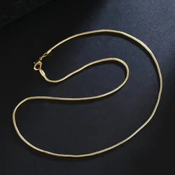 New 925 Sterling Silver 1MM Snake Chain 18K gold color Necklaces 16/18/20/22/24/26/28/30 Inches Women Men Jewelrys Gifts