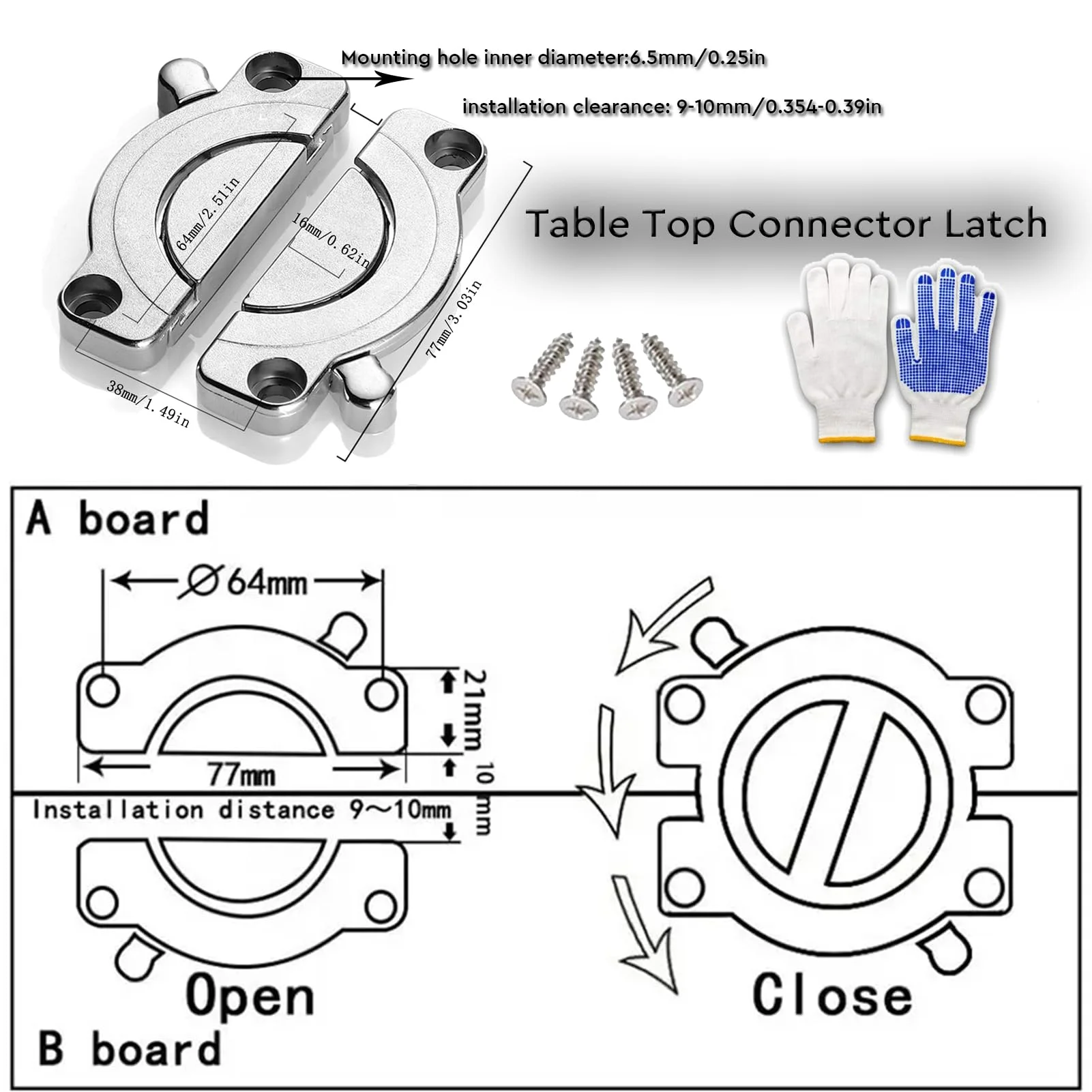 Durable Metal Desktop Connectors, Wooden Board Connectors, Folding Table Splicers, Flat Combination Clamps, Suitable for Project