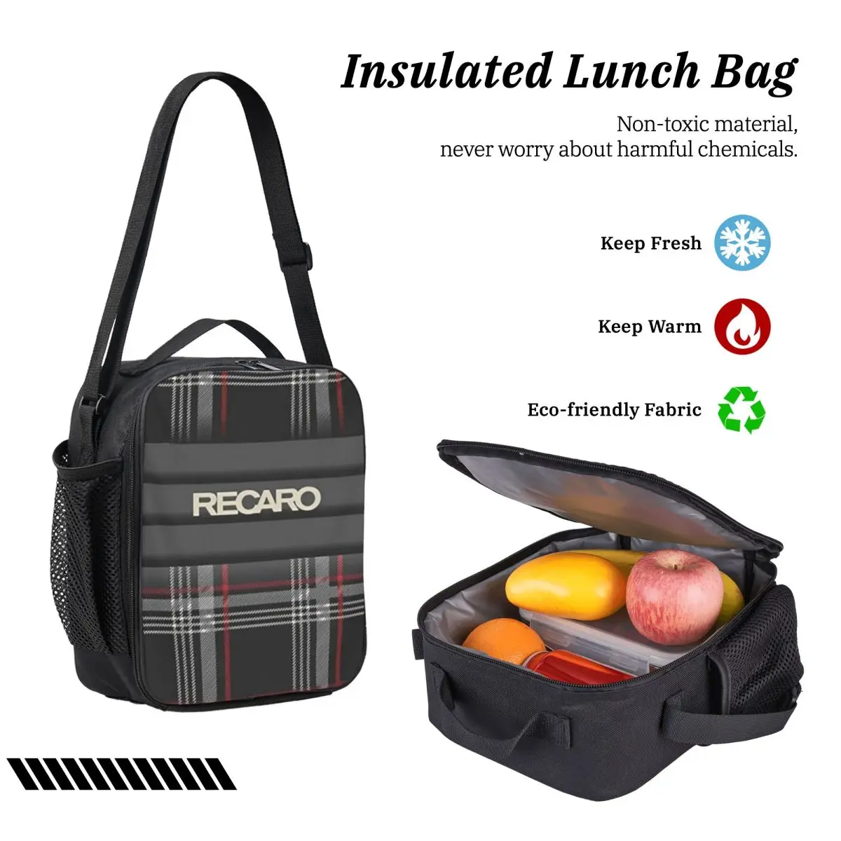 Tartan Plaid Recaros Backpack Student Boys Girls BookBag School Bag Computer Shoulder Bags 3ps Insulated Lunch Bag Pencil Case view 4