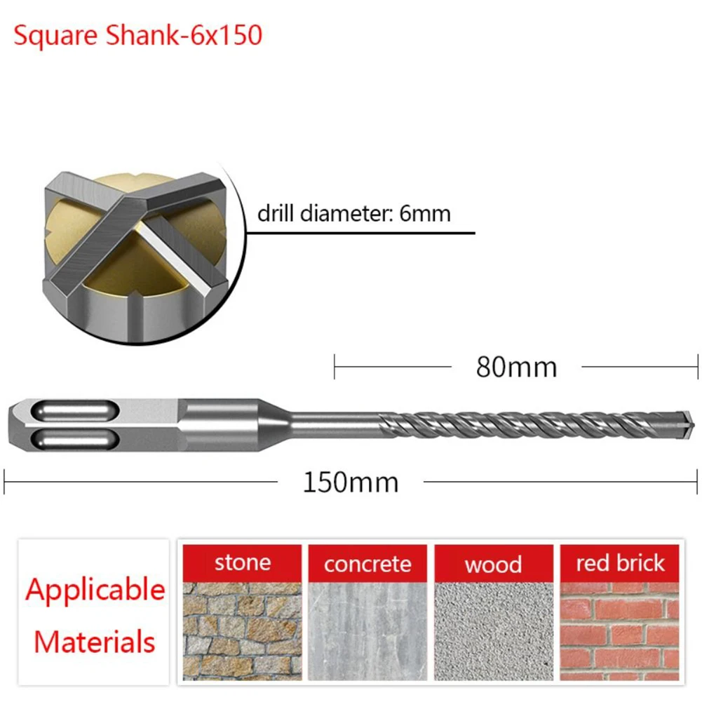 Cross Drill Bit Tungsten Steel Alloy Electric Hammer Drill Bits For Rock Stone 110mm 160mm Total Length For SDS PLUS Brick Block