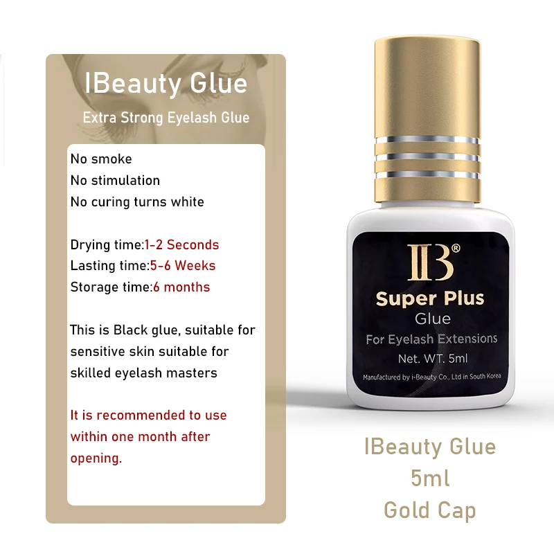 IBeauty Super Plus Glue For Eyelash Health Extension Original 5ml Black Cola Gold Cap Korea 1-2Sec Fast Dry Makeup Tools Health