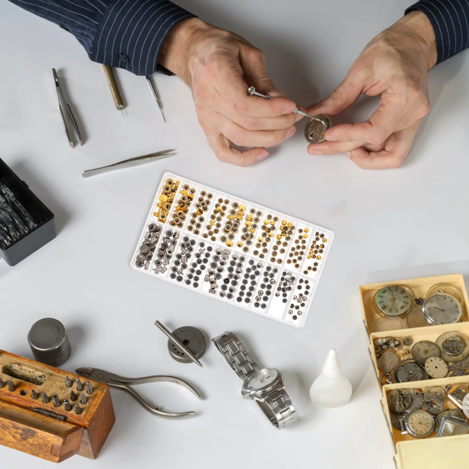 

1 set 1 Set Of Watch Crown Parts Portable Replaceable Steel Repair Tool For Watchmakers Durable Smooth Finish Watch Accessory