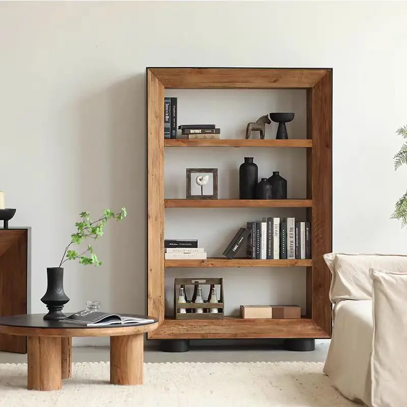 Wooden Bookcase, Solid Wood 120 x 40 x 183 cm, Industrial Bookshelf, 4-Tier Backless Rack, Display Organizer for Home Library