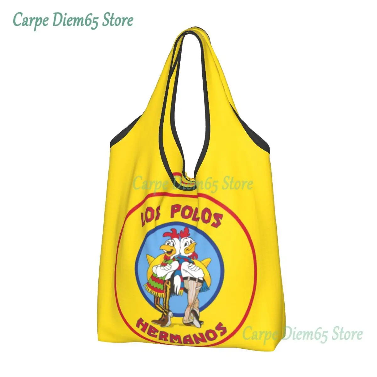 

Custom Breaking Bad Los Pollos Hermanos Shopping Bag Women Portable Big Capacity Groceries The Chicken Brothers Tote Shopper Bag