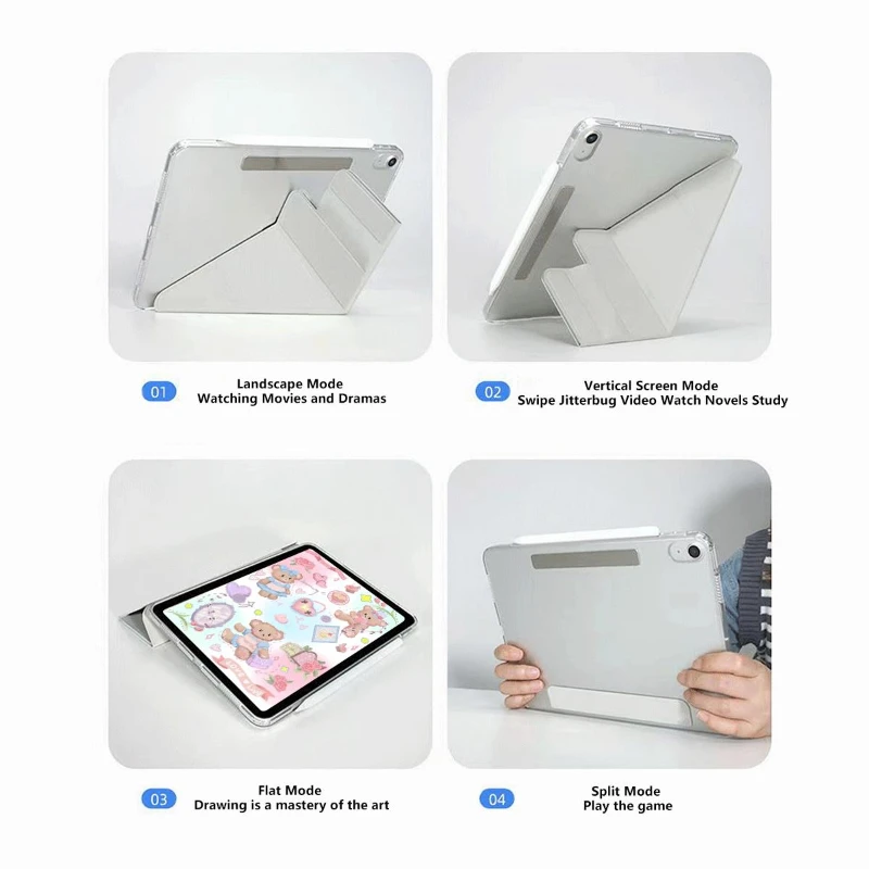 IPad用ペンスロット付き折りたたみ式Y字型スタンドカバー、スマートケース、10.9世代、iPad Air 4、2020、9.7、Air 5、iPad 5th、6th、2020 pro 11、