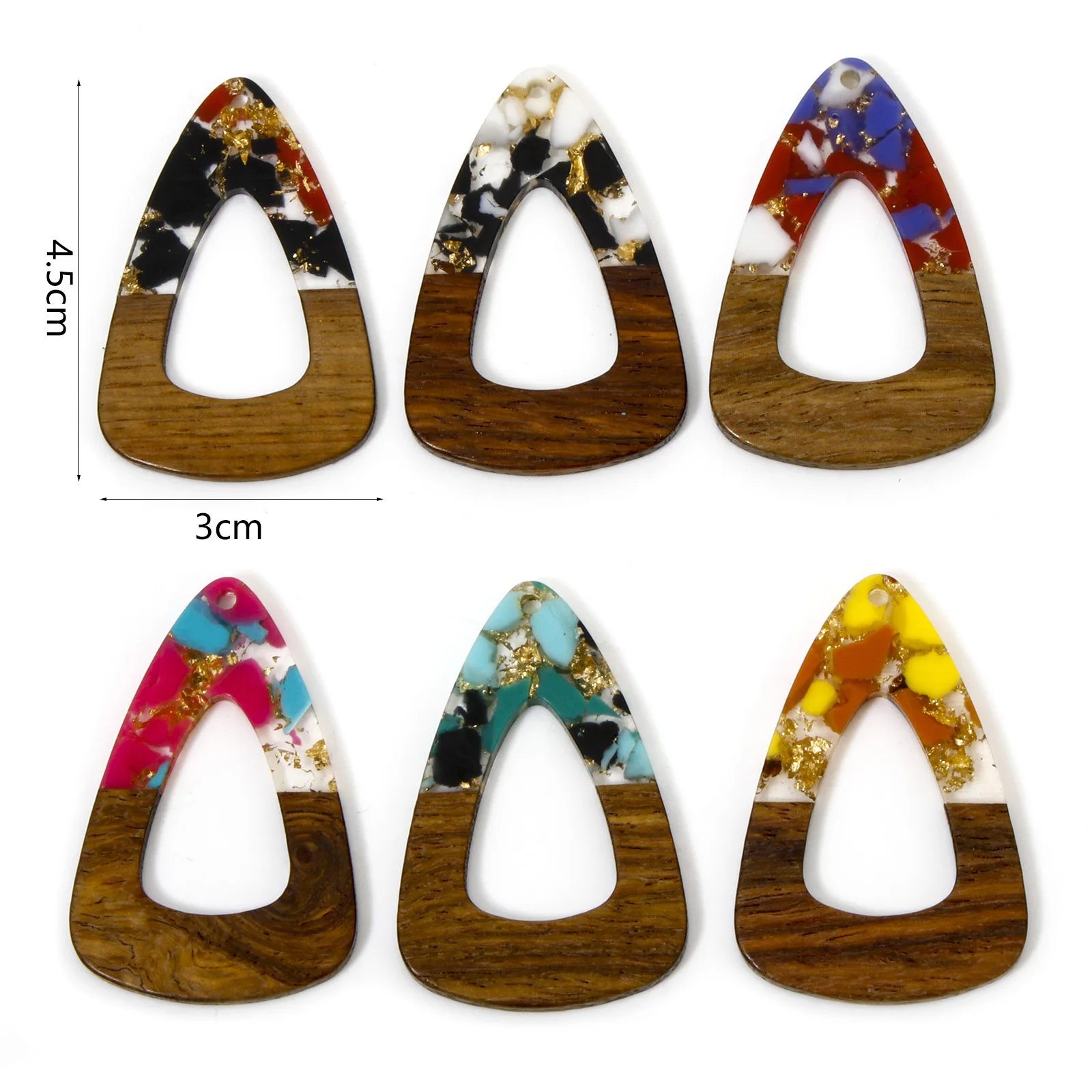 2pcs Wood Effect Resin Pendants Multicolor Drop Gravels Chips Charms DIY Necklace Earrings For Women Jewelry Findings 4.5cmx3cm