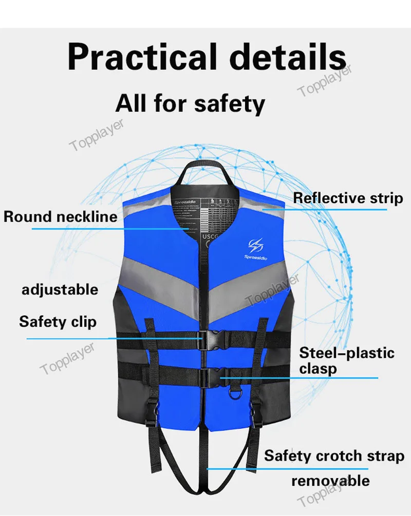 Life Jacket For Adult Super Buoyancy Surf Vest Water Sports Kayak Motorboat Drifting Jet Ski Reflection Lifeguard Life Vest