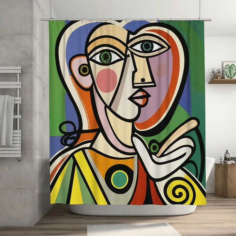 

Занавеска для душа с абстрактным искусством: современный дизайн ярких цветов для декора ванной комнаты, полиэфирная ткань, водонепроницаемый шампунь, моющийся H